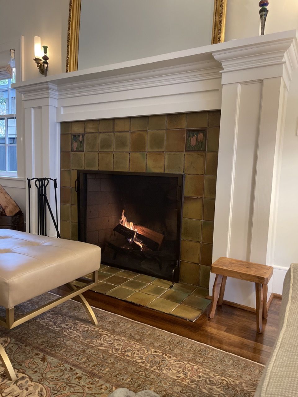 Restored fireplace and surround — Capitol Hill Colonial, 1905 Colonial renovation, Seattle