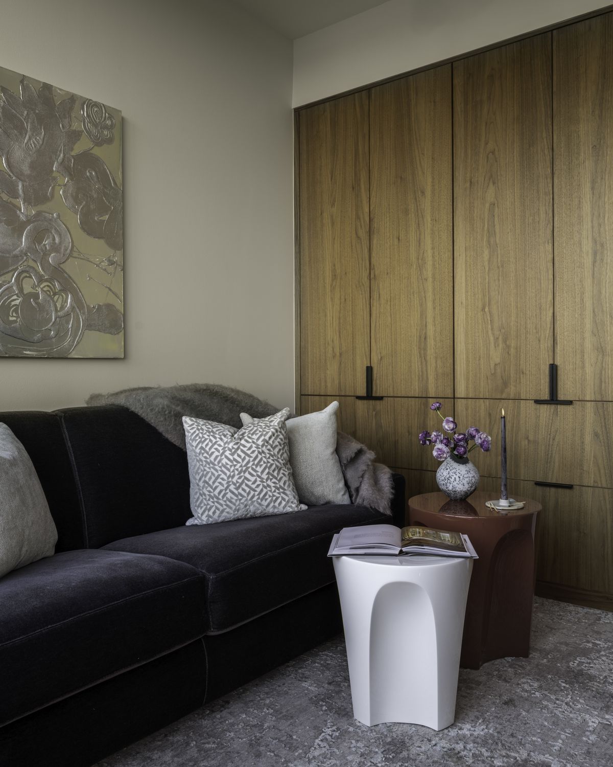 Bedroom detail with bespoke furnishings, Downtown Sanctuary — Downtown, Seattle