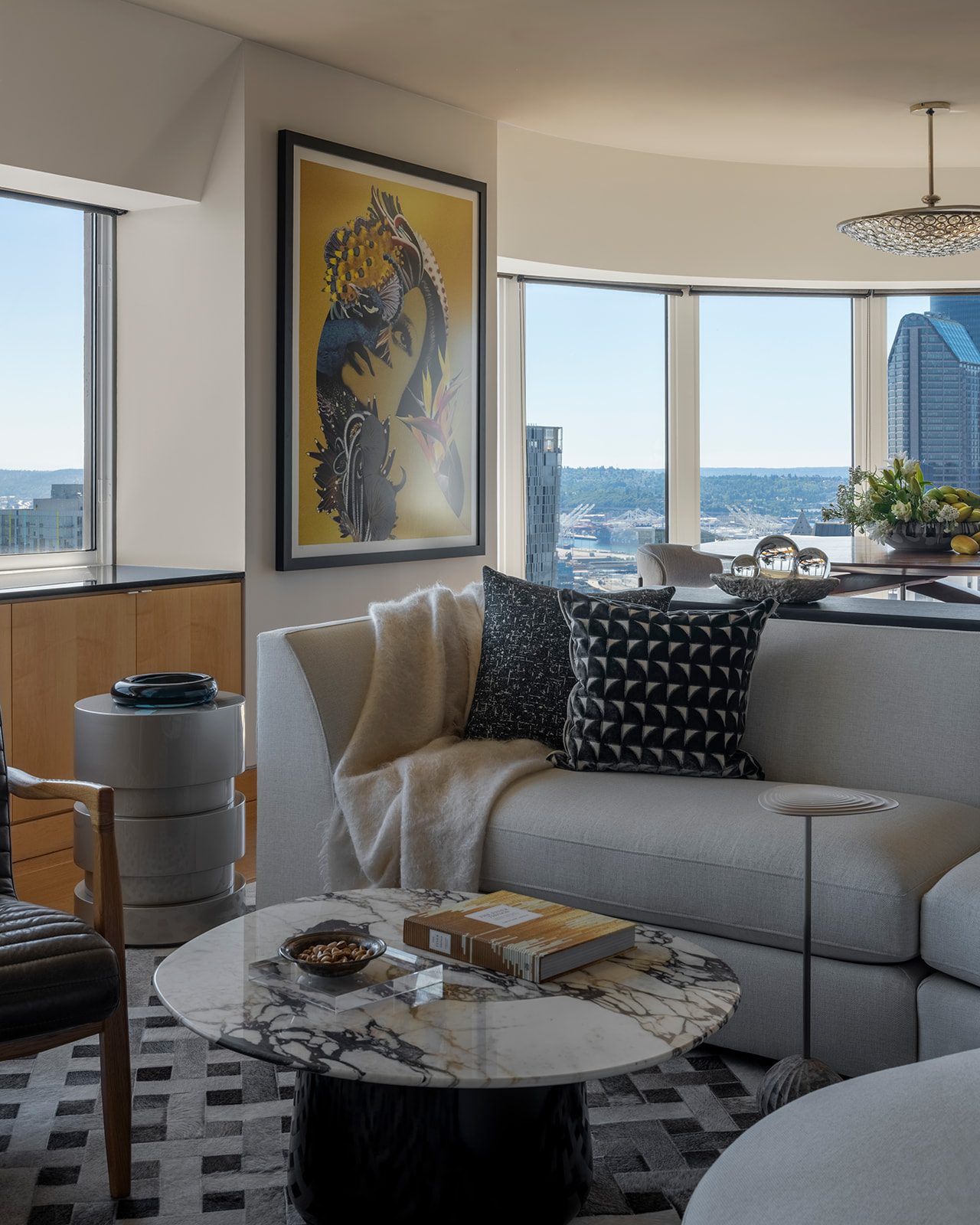 Refined living space with layered design, First Hill Penthouse — First Hill, Seattle